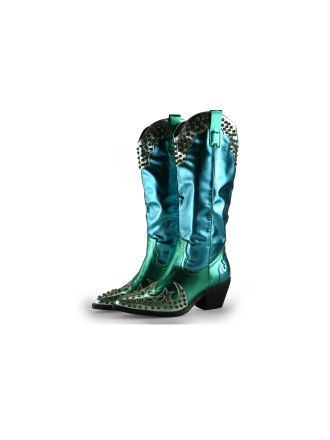 Azalea Wang Cowboystiefel Blau 303004